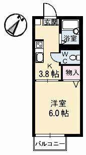 ゆうハイツ(1K/2階)の間取り写真