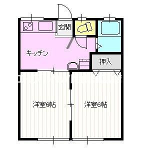 スカイハイツ A(2DK/2階)の間取り写真