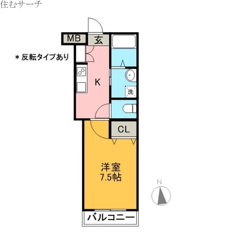 グリーンシティHT(1K/2階)の間取り写真