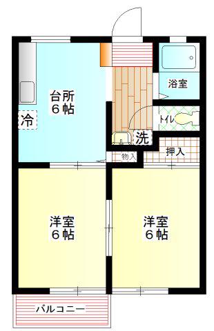 サンライフ氷上(2DK/2階)の間取り写真