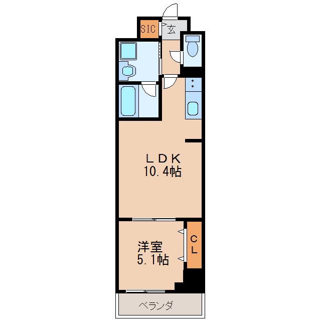 グランルクレ新栄ウエスト(1LDK/7階)の間取り写真