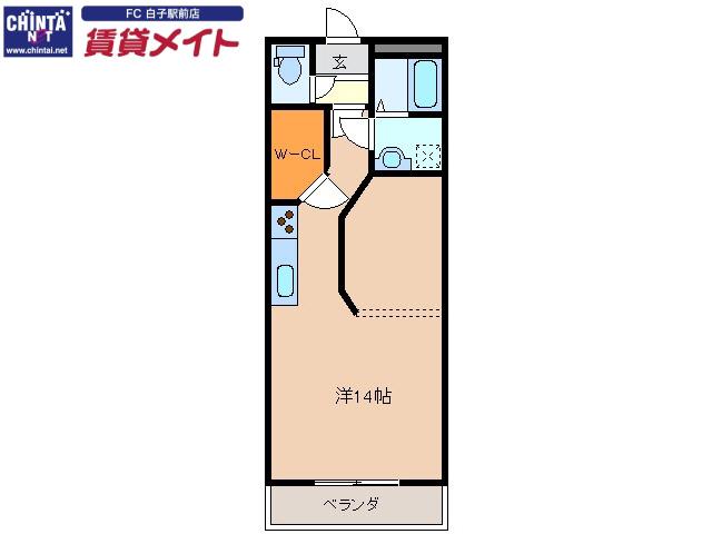 グランシャリオ(ワンルーム/2階)の間取り写真