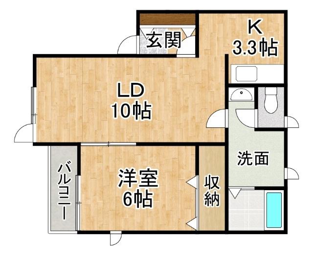 フォンテーヌ A棟(1LDK/1階)の間取り写真