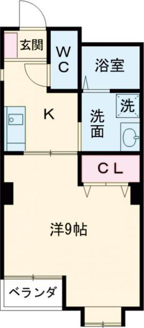 ハピネス大野(1K/3階)の間取り写真