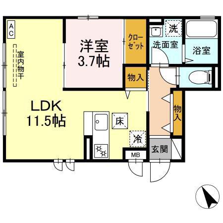 ドルチェ・パエーゼ(1LDK/1階)の間取り写真