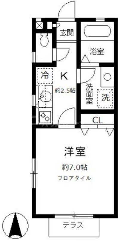 シャルマディオ(1K/2階)の間取り写真