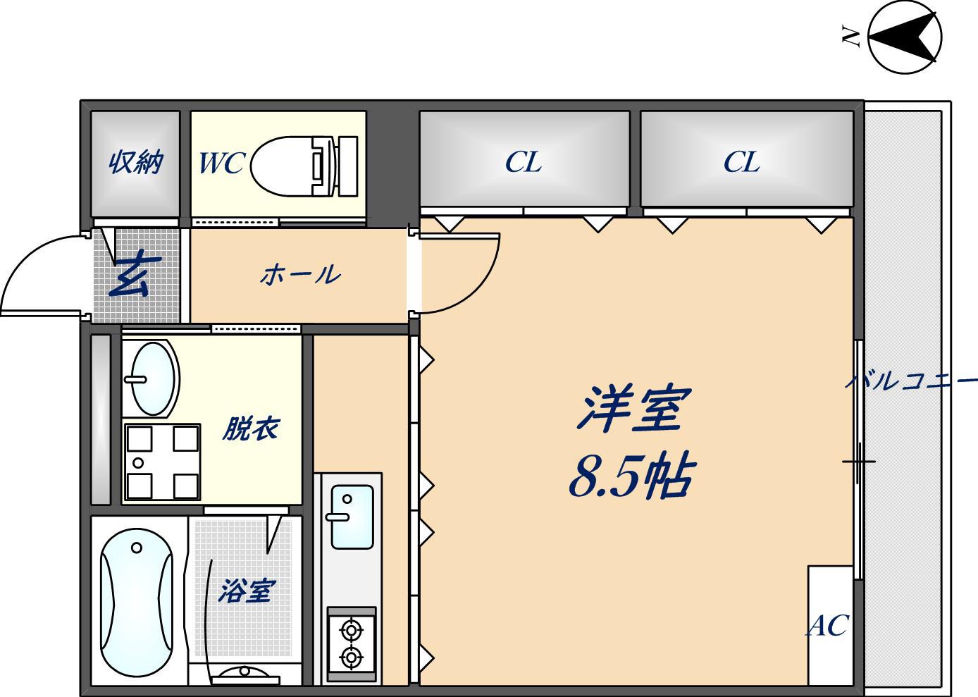 グランドール池島(1K/1階)の間取り写真