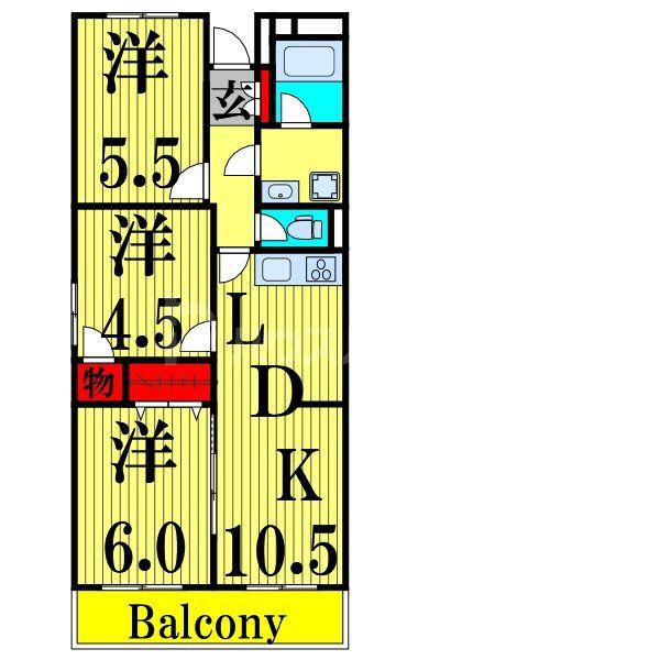 東和ロイヤルプラザ(3LDK/5階)の間取り写真