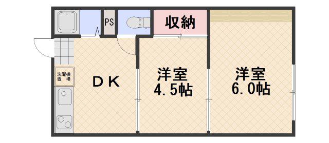 リバーサイド横井上(2DK/2階)の間取り写真