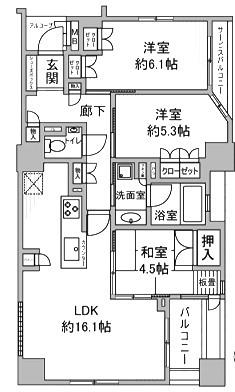 ローレルコート御所南(3LDK/4階)の間取り写真