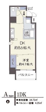 アザリア梅田(1DK/3階)の間取り写真