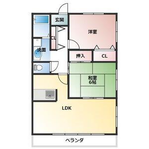 ディアコート西浦(2LDK/2階)の間取り写真