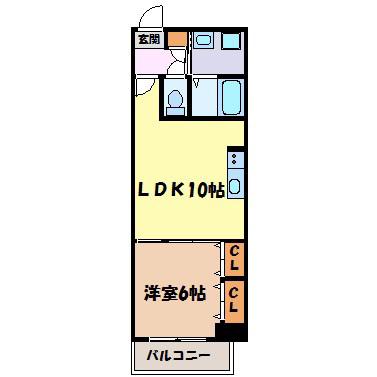 ラ・メゾン輝(1LDK/2階)の間取り写真