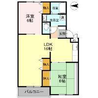 竹城台ハイツ(2LDK/1階)の間取り写真