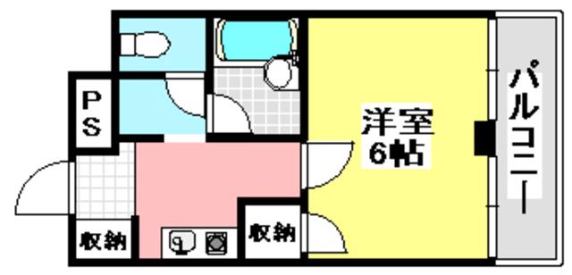 グランディール茨木(1K/2階)の間取り写真