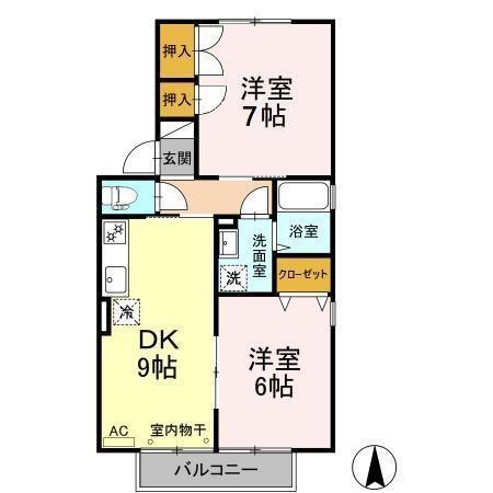 カルム松沢B(2DK/2階)の間取り写真