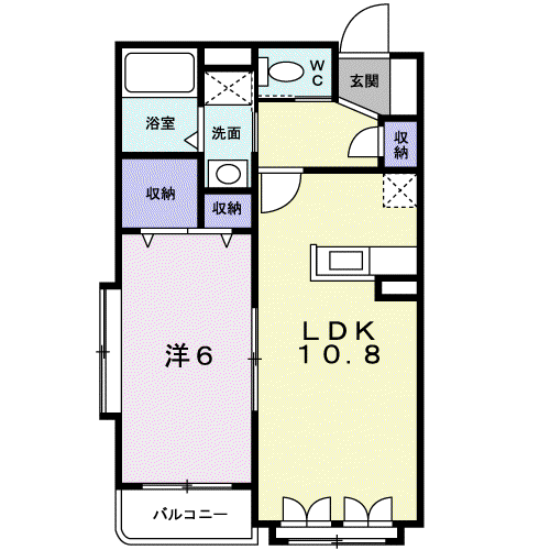 エアリーズ・ヒルズ(1LDK/2階)の間取り写真