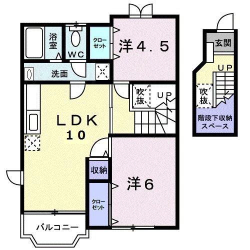 フォレストZAO B(2LDK/2階)の間取り写真
