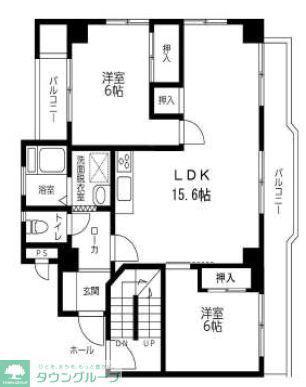 金子ビル(2LDK/3階)の間取り写真