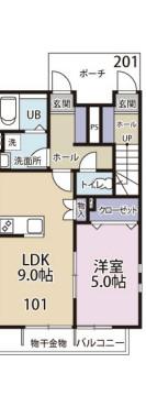 グレーシア(1LDK/1階)の間取り写真
