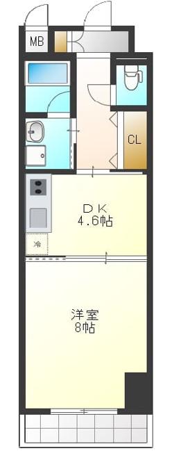 BR.天満橋(1DK/7階)の間取り写真
