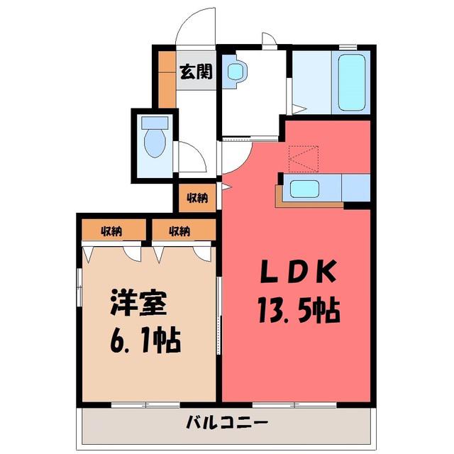 エクセランF(1LDK/1階)の間取り写真