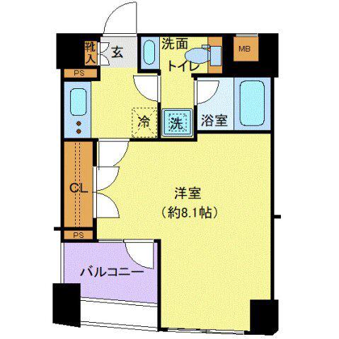 ディアレイシャス東京ベイ潮見(1K/6階)の間取り写真