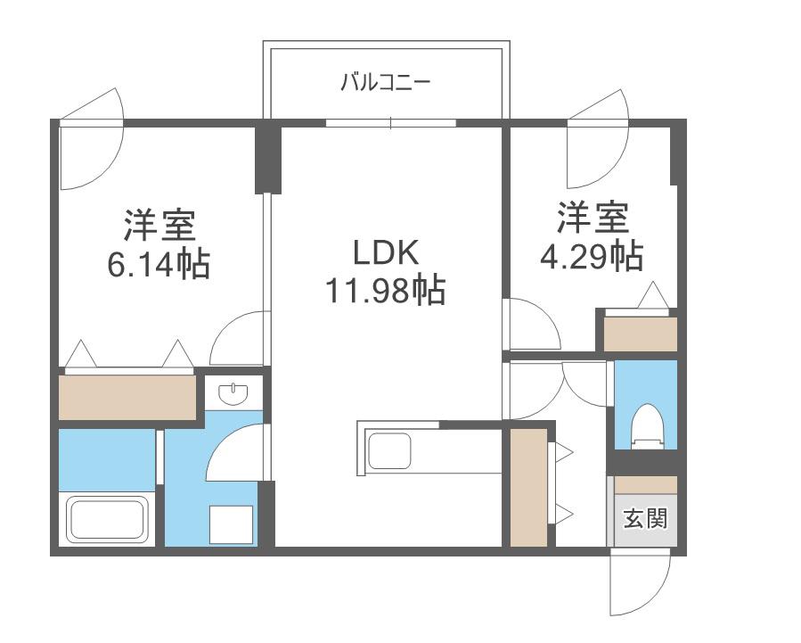 エフビル14(2LDK/4階)の間取り写真