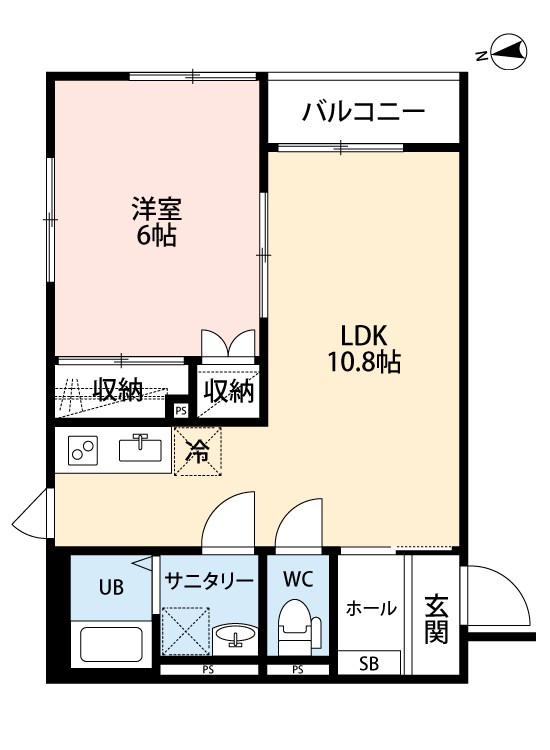 S-BASE白楽(1LDK/1階)の間取り写真