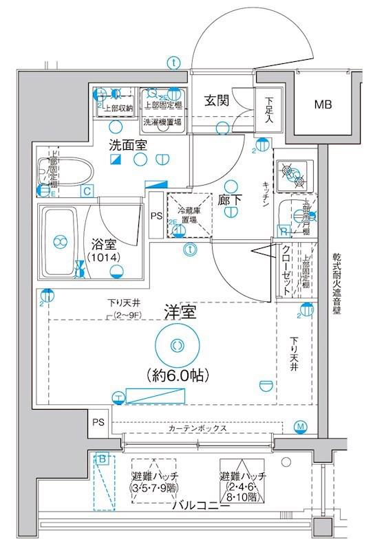 LEA MARKS横濱(1K/10階)の間取り写真