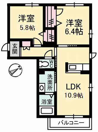 シャーメゾンZEN(2LDK/2階)の間取り写真