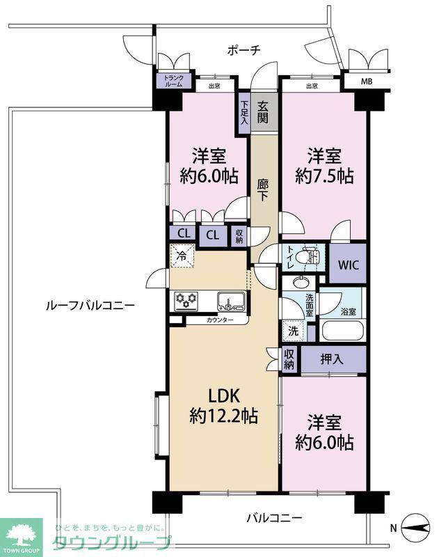 ヴィラージュ・ヴェール9番館(3LDK/7階)の間取り写真