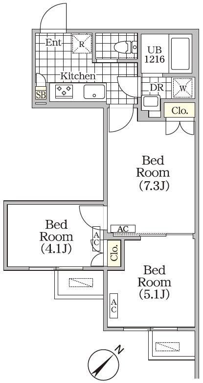 BRICK RESIDENCE 目黒本町 ブリックレジデンス目黒本町(3K/5階)の間取り写真