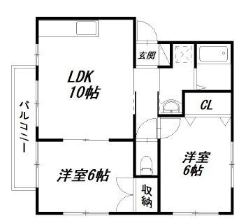 リヴェール宮竹A棟(2LDK/1階)の間取り写真
