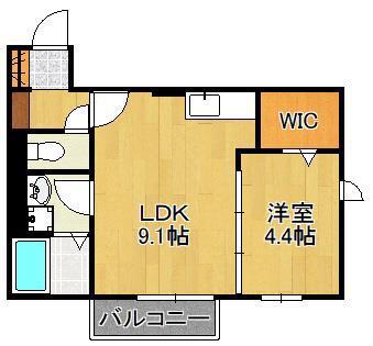 SOLEADO A棟(1LDK/1階)の間取り写真