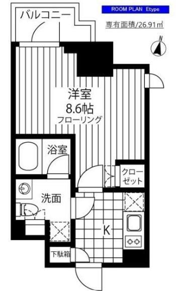 GRAND横濱山下町(1K/4階)の間取り写真