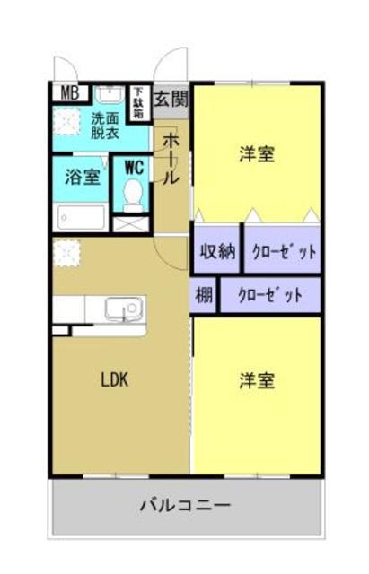 STELLA小池原(2LDK/1階)の間取り写真