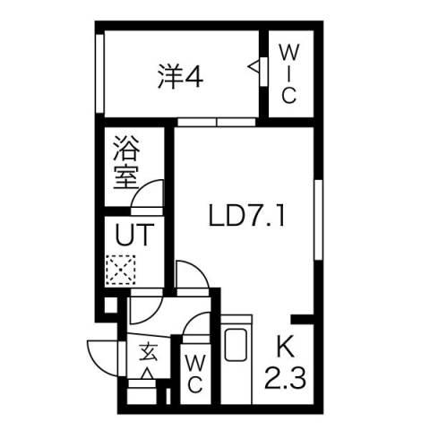 CHAMBRE宮の沢(1LDK/4階)の間取り写真