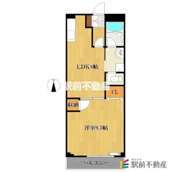 諏訪野ビル(1LDK/1階)の間取り写真