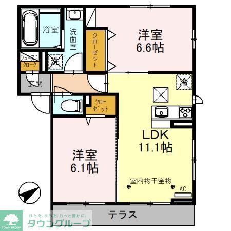 ウィステリア(2LDK/3階)の間取り写真