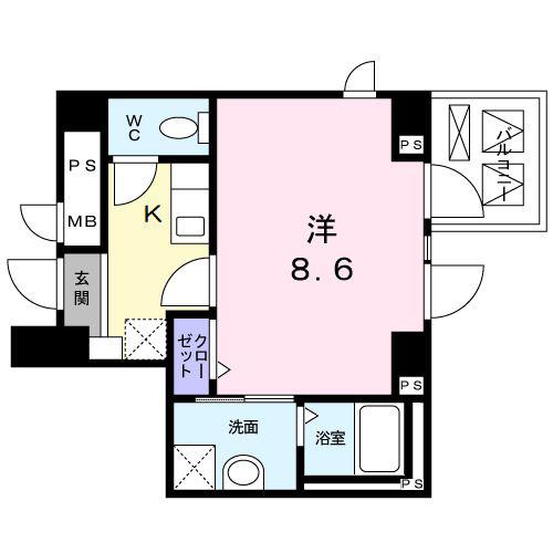 ルクシア本町(1K/5階)の間取り写真