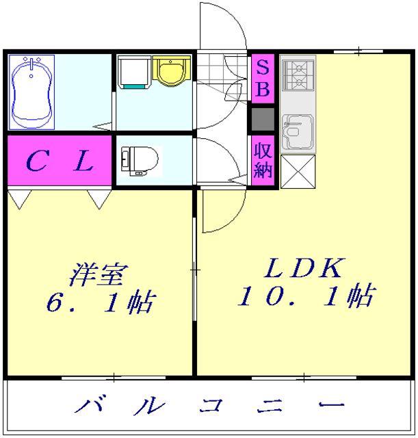 ポローニア北戸田III(1LDK/2階)の間取り写真