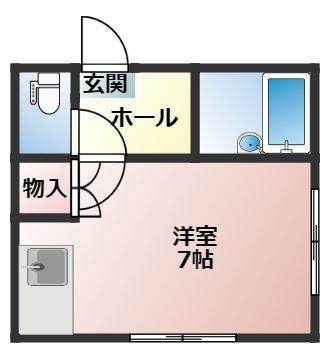ウエスト HILLS(ワンルーム/2階)の間取り写真
