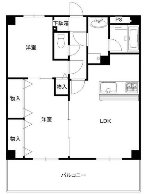 ケーティーディー昭島(2LDK/3階)の間取り写真