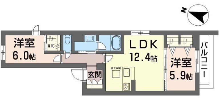 アドバンス(2LDK/1階)の間取り写真