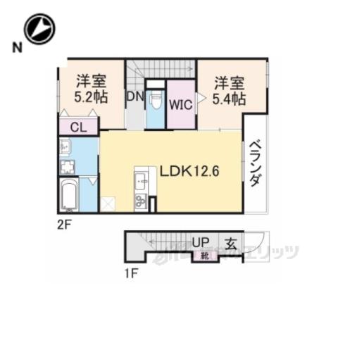 グレマノワール(2LDK/2階)の間取り写真