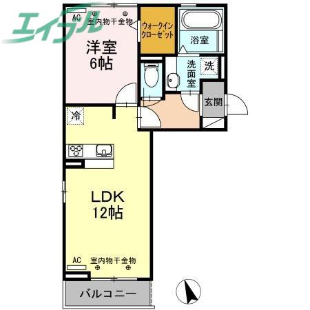 エスパシオときわII(1LDK/3階)の間取り写真