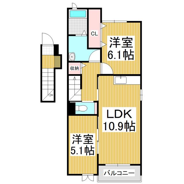 ブリーズメゾン(2LDK/2階)の間取り写真