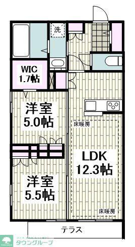 リヴェールメゾンB(2LDK/2階)の間取り写真