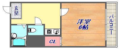 ヴィヴァント青木(1K/5階)の間取り写真